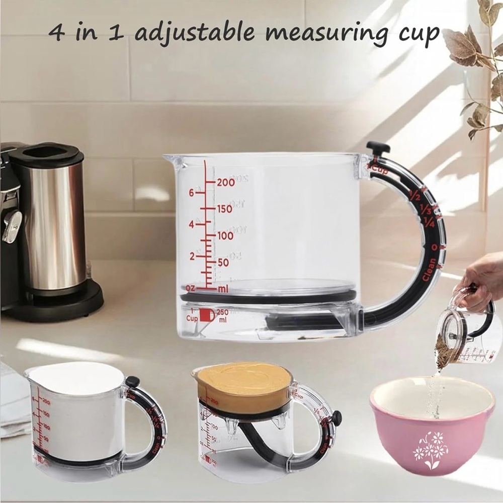 4-in-1 Adjustable Measuring Cup - Multi-Functional Up Cup Measuring Cup